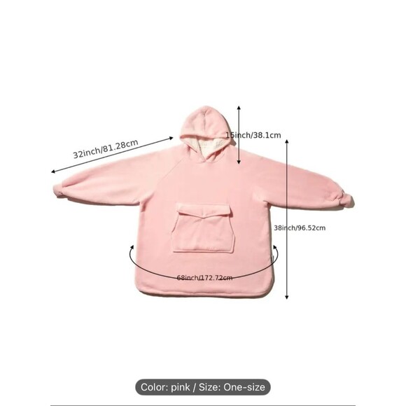 comfy sherpa red wearable blanket oversized cozy lounge fleece blanket hoodie - Picture 6 of 6